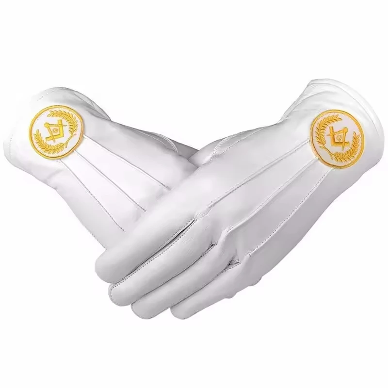 New Masonic White Soft Cotton Gloves With Square Compass and G Gloves Masonic Top Quality 100 Organic Cotton masonic gloves