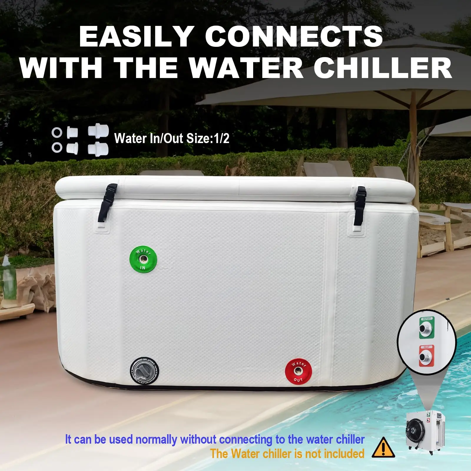 XSNELL Convenient inflatable ice bathtub connective chiller insulated ice tub for fitness exercise body recovery