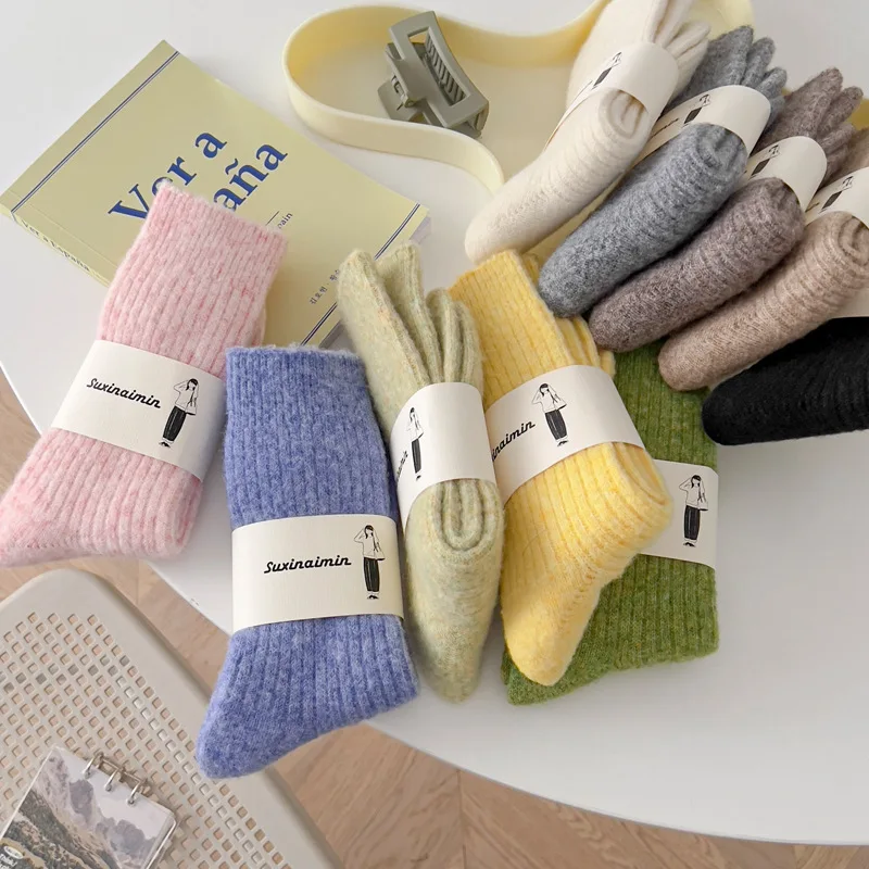 Wholesale Winter Fancy Cashmere Wool Thermal Socks Thick Warm Multi Colour Wool Socks Women