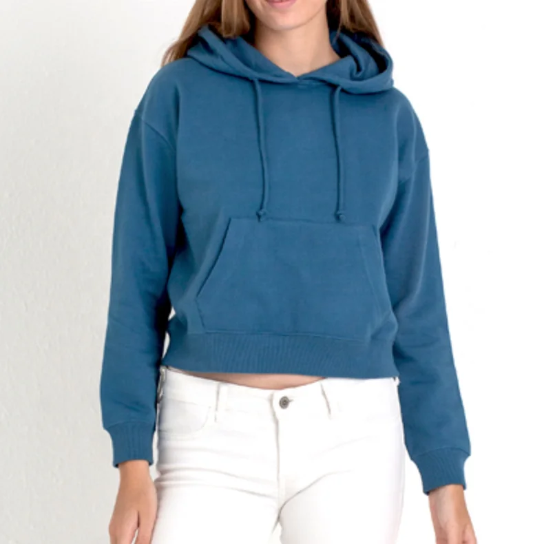 Hot Sale Fringe Detail Crop Drawstring Hoodie Long Sleeve Women Sweatshirts Crop Tops Sweat Shirts Pull Over Hoodies