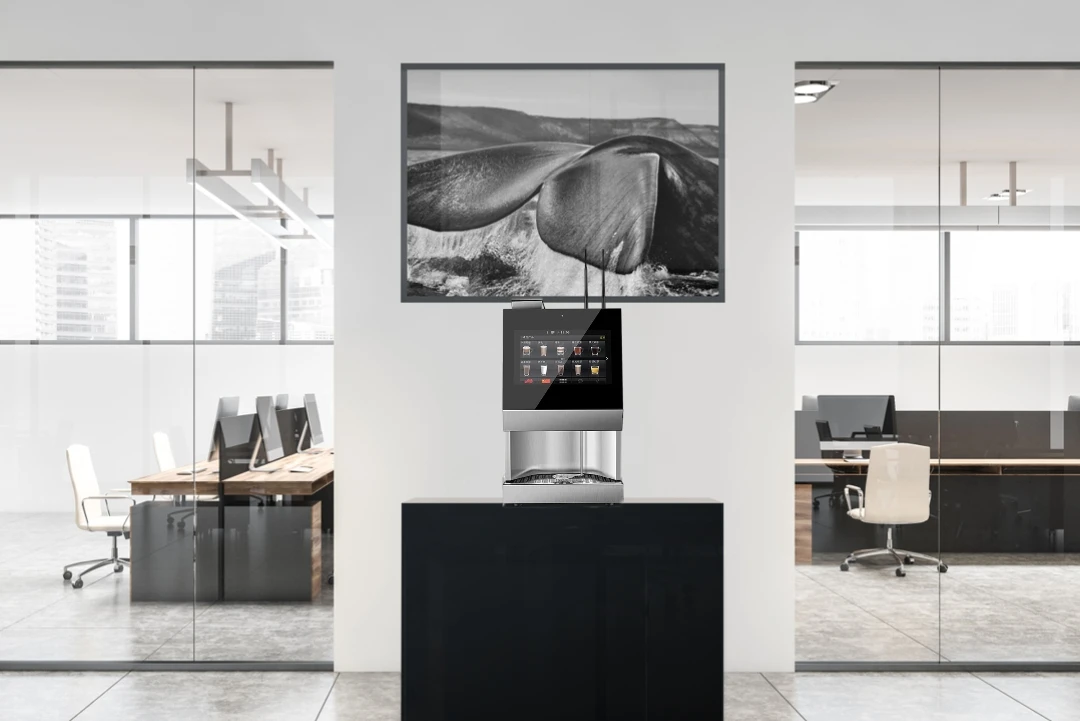 2023 New Arrival Touch Screen Automatic Cappuccino Latte Mocha Tea Bean to Cup Coffee Vending Machine Table Type MDB Support