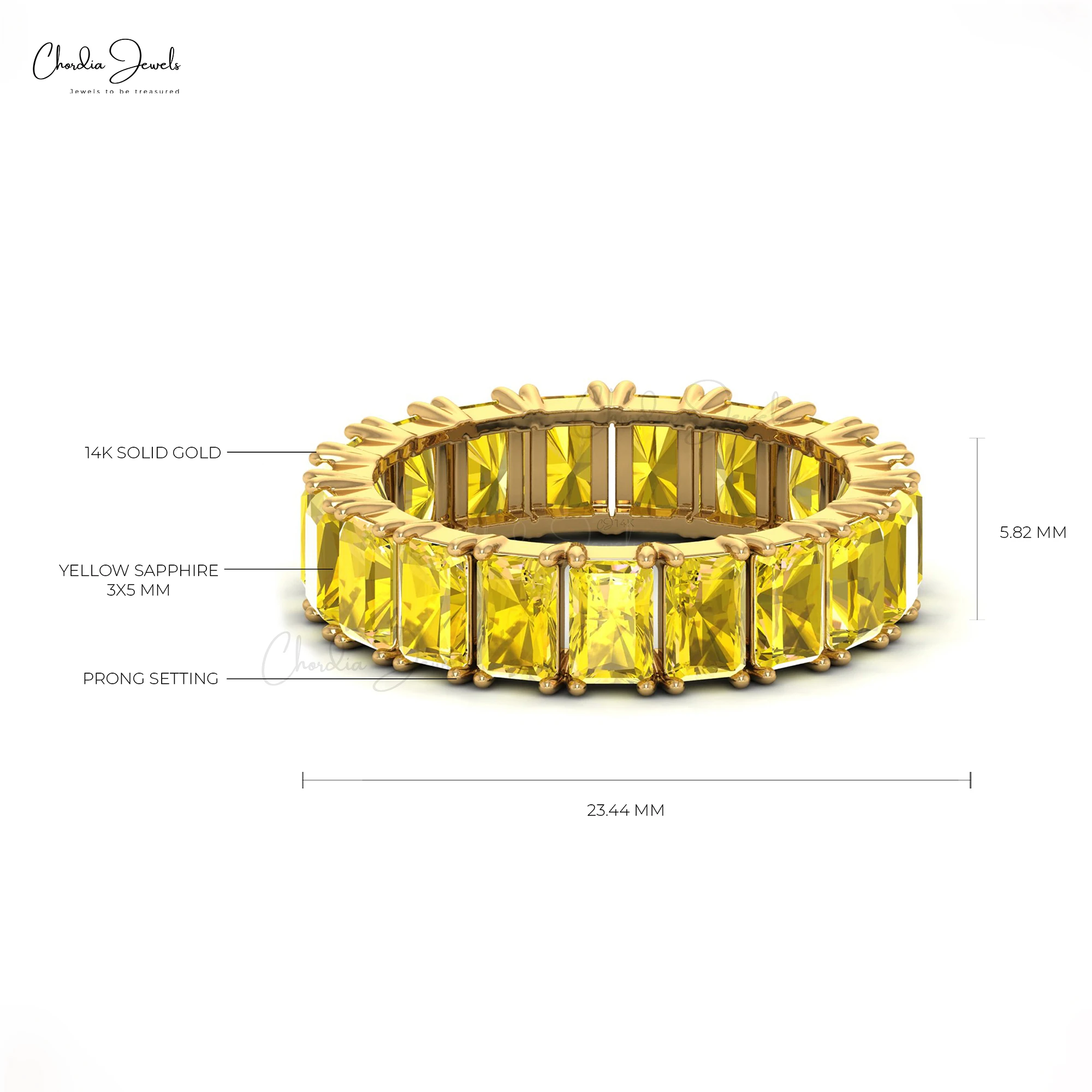 100% Natural Yellow Sapphire Eternity Ring Solid Gold Full Band Sapphire Ring Handmade Custom Jewelry Women Men Gifts Wholesaler