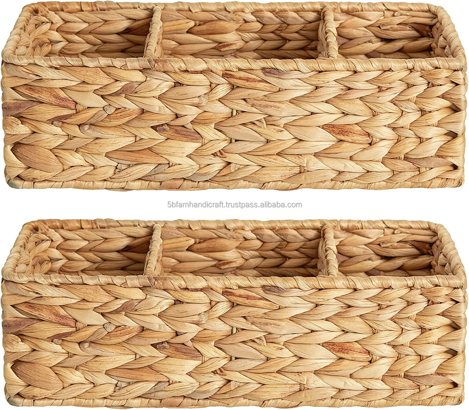 From Vietnam Wholesale Hand-Woven Water Hyacinth Storage Baskets With Divider Wicker Baskets for Shelves