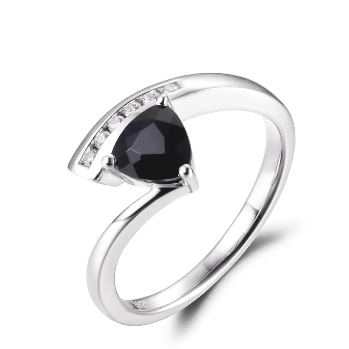 Added Value of Logo Black Simulated Diamond Engagement Ring Proposal Ring Elegant and Poised