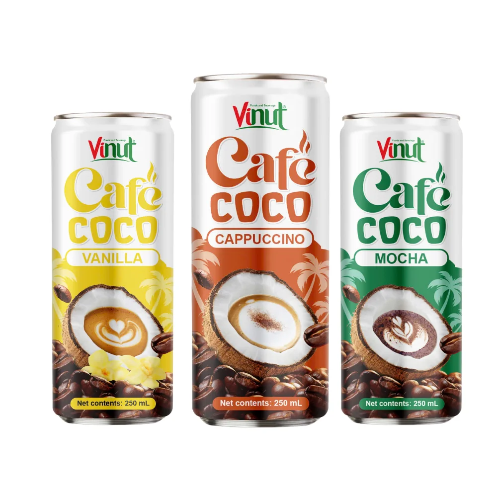 Rich Coconut Milk Coffee Drink: Vanilla, Cappuccino, Mocha (250ml, 24Cans/Pack), Wholesale Beverage, Free Sample, Private Label