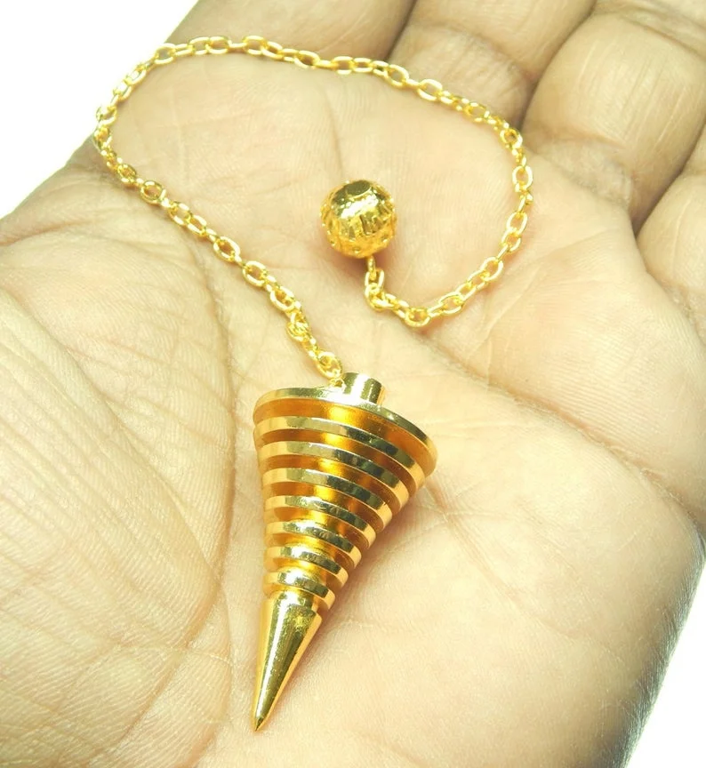9 Ring Coil Spiral Copper Metal Pendulums Spiritual Crystal Copper Brass Dowsing Pendulum ISIS Pendulum