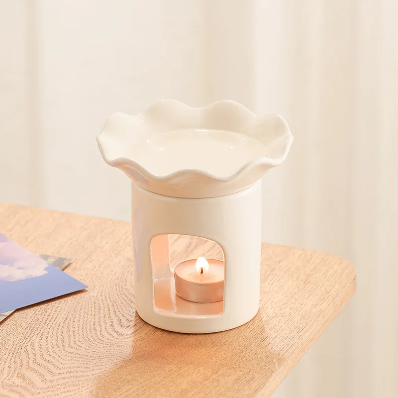 Sunflower Ceramic Dish Wax Melt Burners Essential Oil Burner Set of 2, Aromatherapy Aroma Burner Ceramic Oil Diffuser