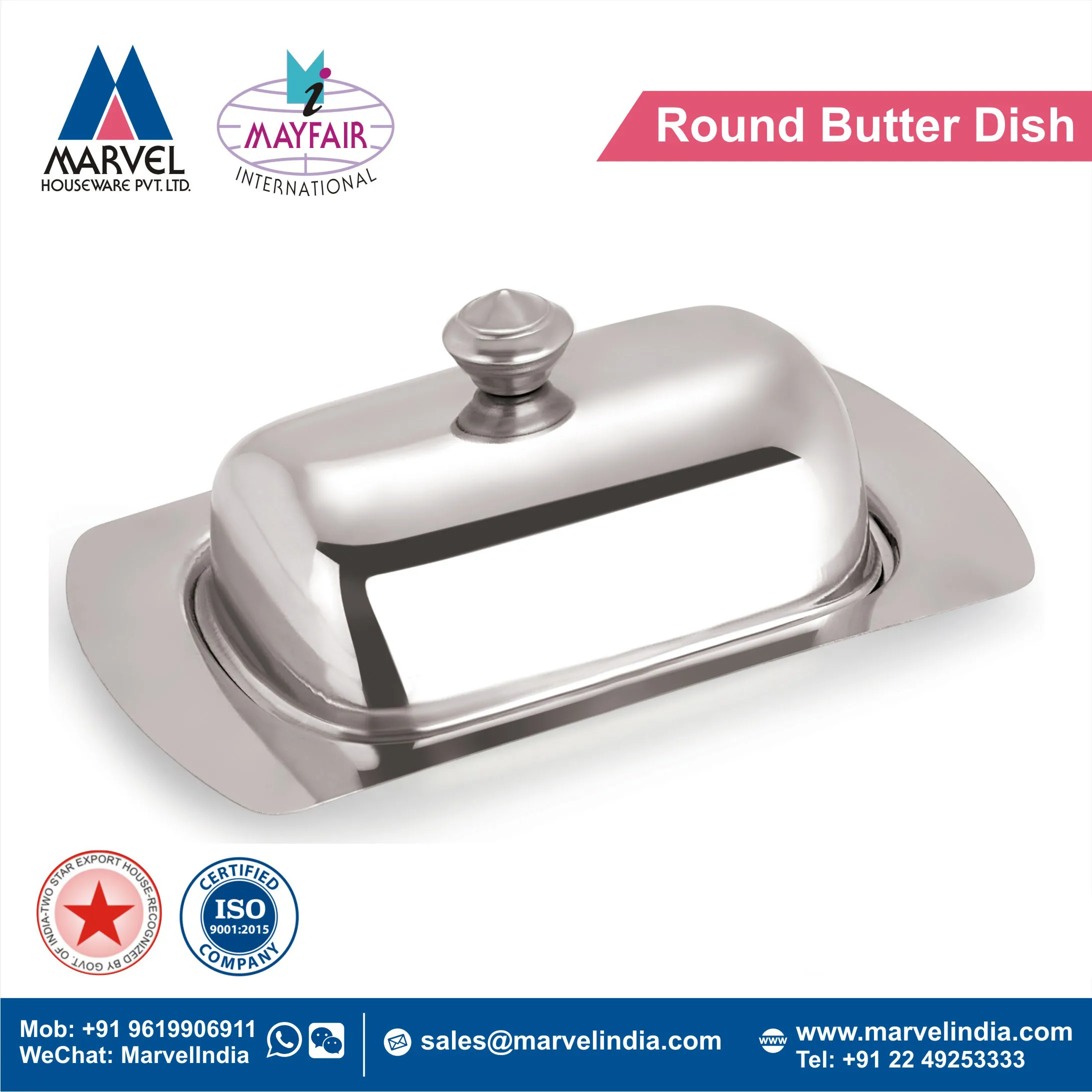 Good Quality Kitchenware Dome Shape Butter Dish Container With Cover