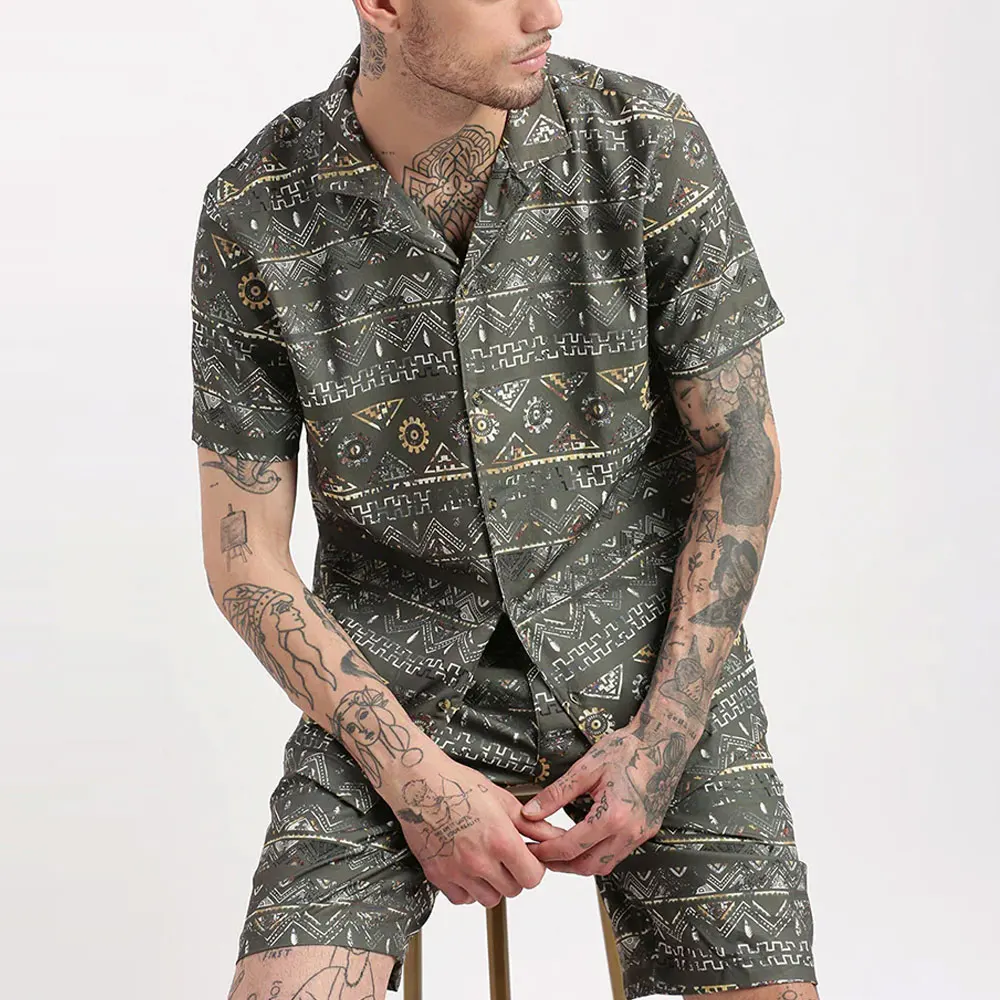 2025 Wholesale Rate Pakistan Manufacturer Men Printed T-Shirt Shorts Set Trendy Look  Men Summer Shorts Set