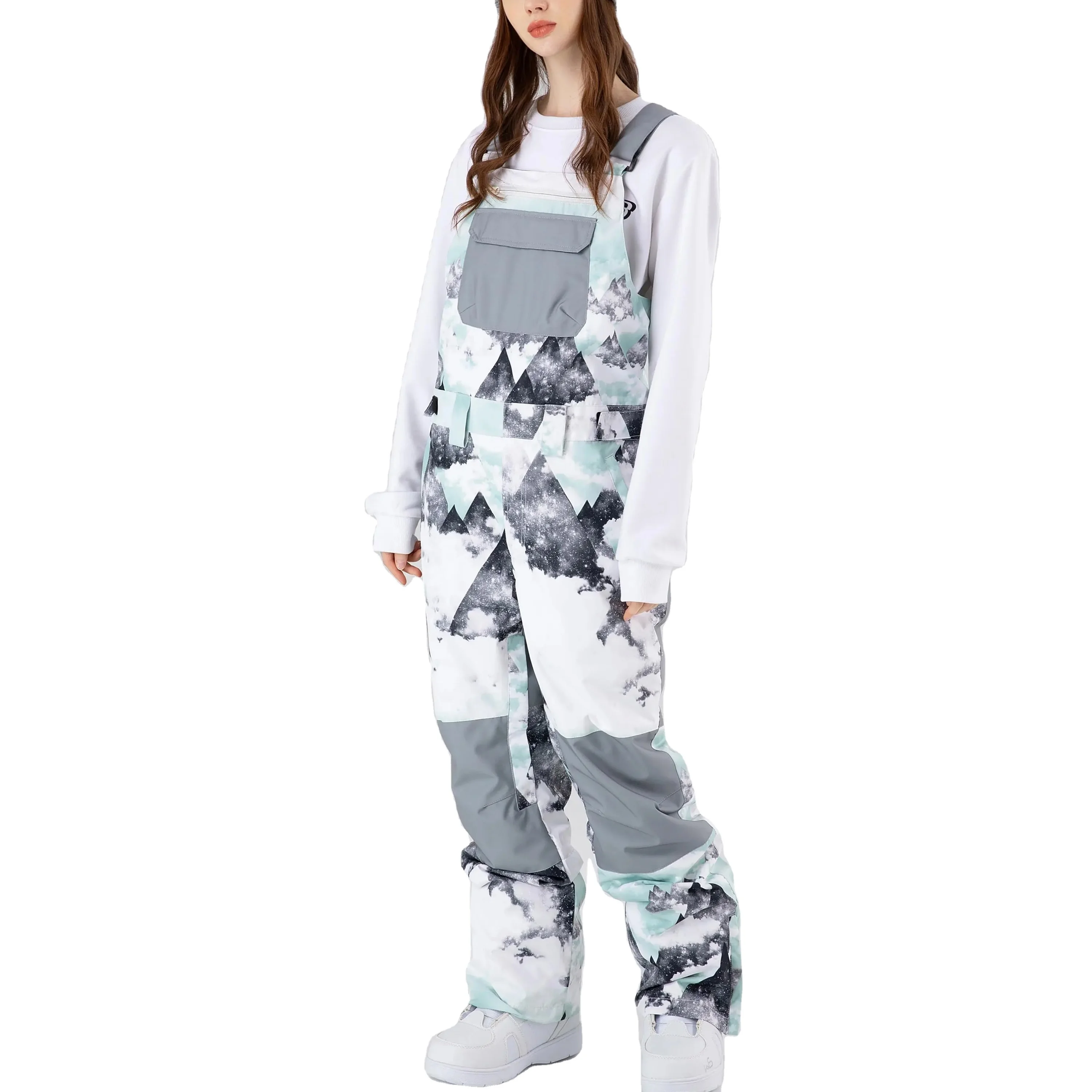 Ski Bib pants ODM Fashion Waterproof Slim Women Graphic Snow Bib One Piece Ski Pants Quick-dry Snowboard Pants Ski & Snow Wear