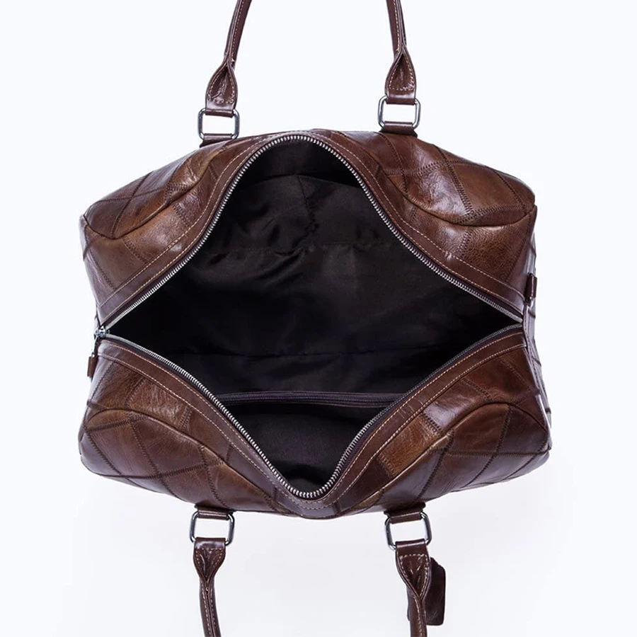 Wholesale price Custom Men Vegetable tanned leather duffel bags cowhide lamb leather Retro gym bags for sale