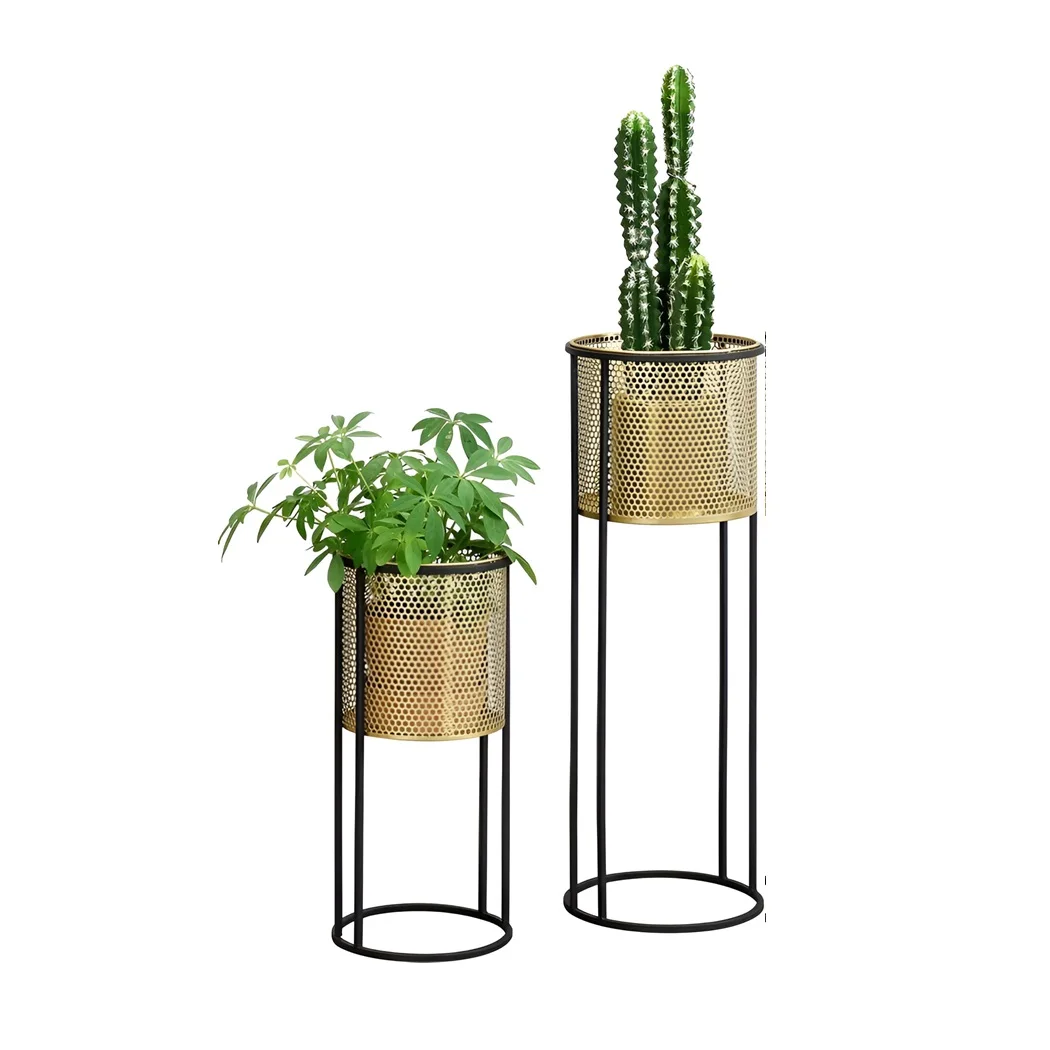 Meshing Pot With Stands For Nursery Plants Holding Planter Pot Antique Golden Luxury Flower Pot Wedding Decor Planter Set