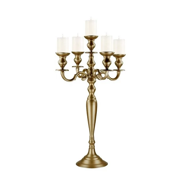 Best Design Durable Metal Gold Plated Crystal Lamp Candelabra Wedding Table top For Home & Hotels Party Decorative Handmade Used