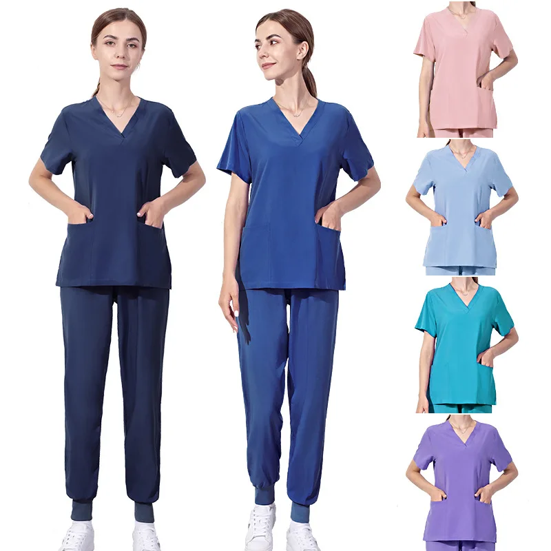 New Style Hospital stretch designer medical Sets Nurse Uniform Fit Scrubs Women Spandex Medical Nursing Scrubs Set
