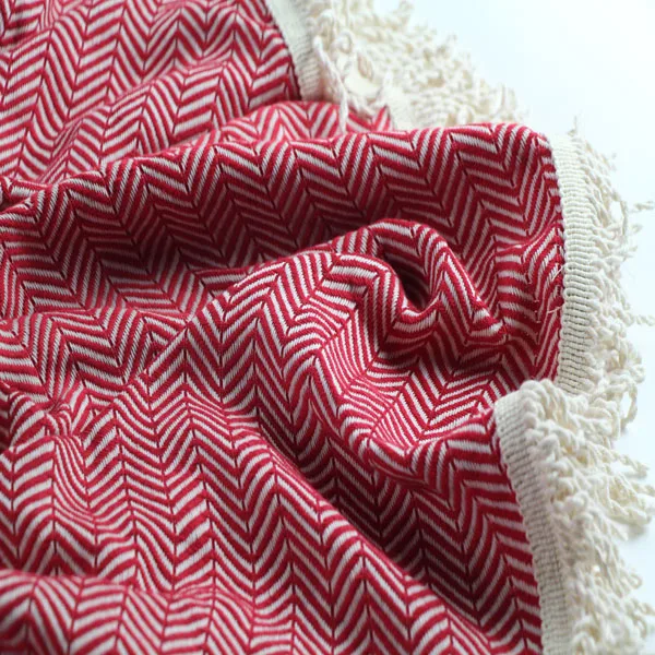 Beautiful Hand Woven Trendy Round Beach Towel For 2022 Damla Round  Beach Towel Red Color with tassels