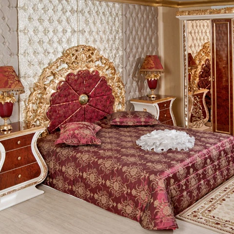 Luxury Classic Solid wooden Pahlevi Bedroom Set With High Quality Hand Carving For Bedroom use