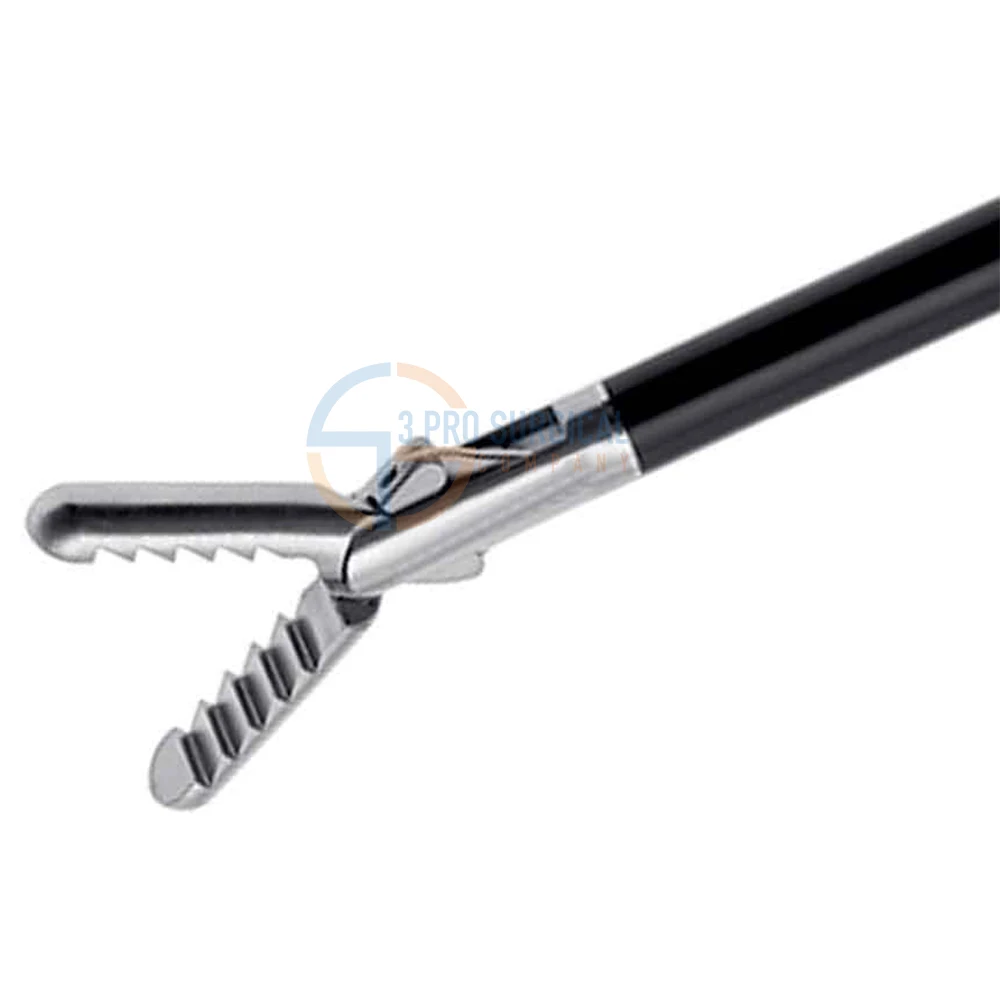 3PRO Fenestrated Grasper Fixation forceps 40mm Double Action Jaws slightly flat jaws 5mm x 45cm