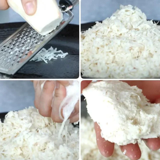 Vietnamese frozen grated cassava/ Common ingredients for Specialty food (khoai mi bao dong lanh) Holiday