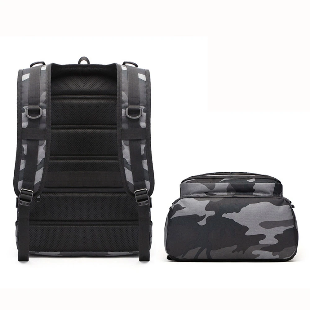 China Wholesale Custom Camo Printed Reflective Backpack Factory Outdoor Sport Teenager School Bag with Soft Canvas Lining