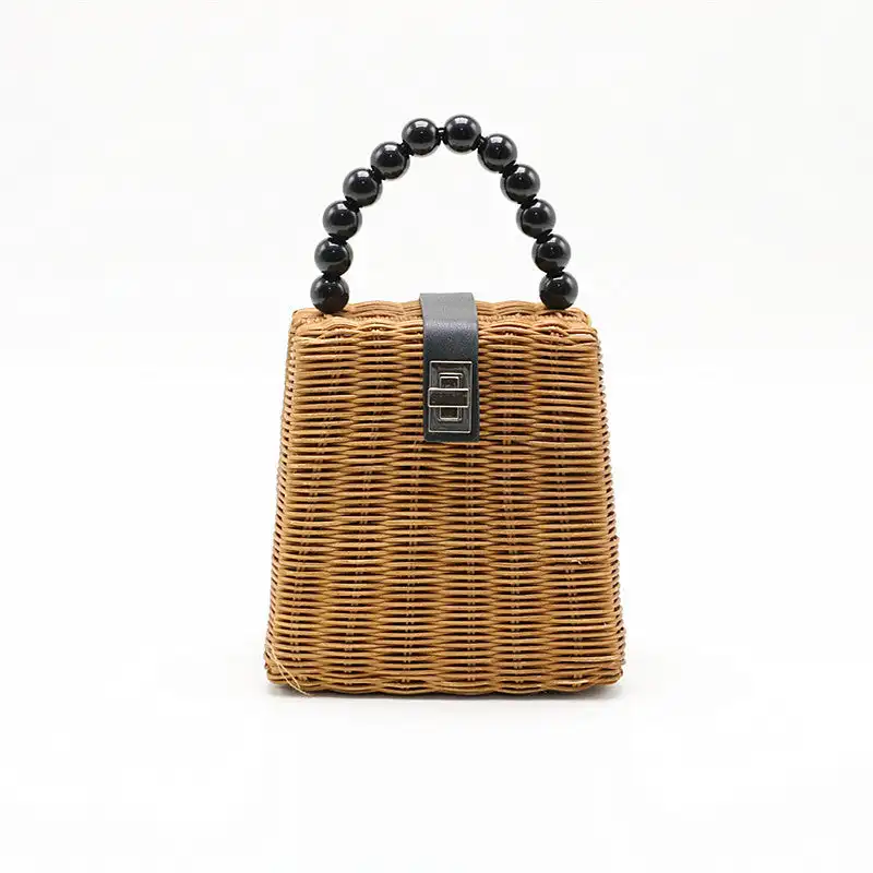 High Quality Eco-Friendly Wicker Rattan Handbag Stylish Beach and Holiday Storage Basket Manufactured in Vietnam