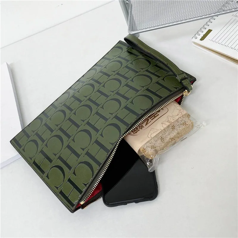 New Luxury Brand CH Clutch Unisex High-quality CH Letter Pattern Clutch luxury envelope leather business clutch purse