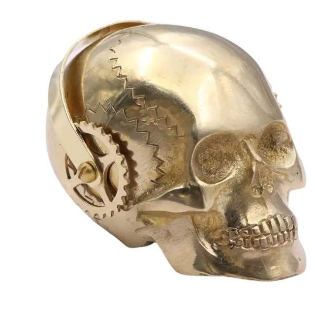 Solid Brass Skull Table Top Display Stempunk Decor Victorian Gothic Collection Statue for Home Office Decoration