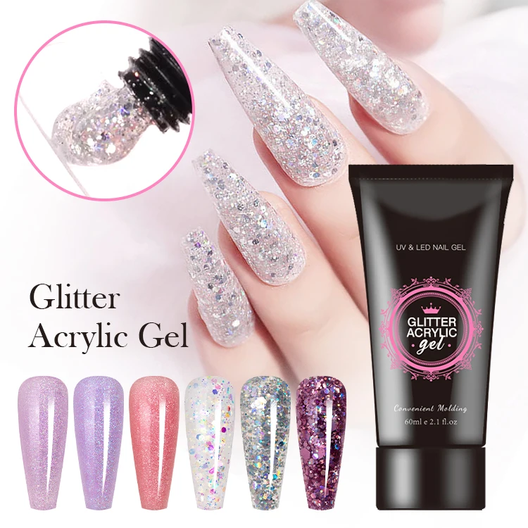 Glitter Acrylic gel wholesale nail supplies private label glitter color acrylic poly uv gel