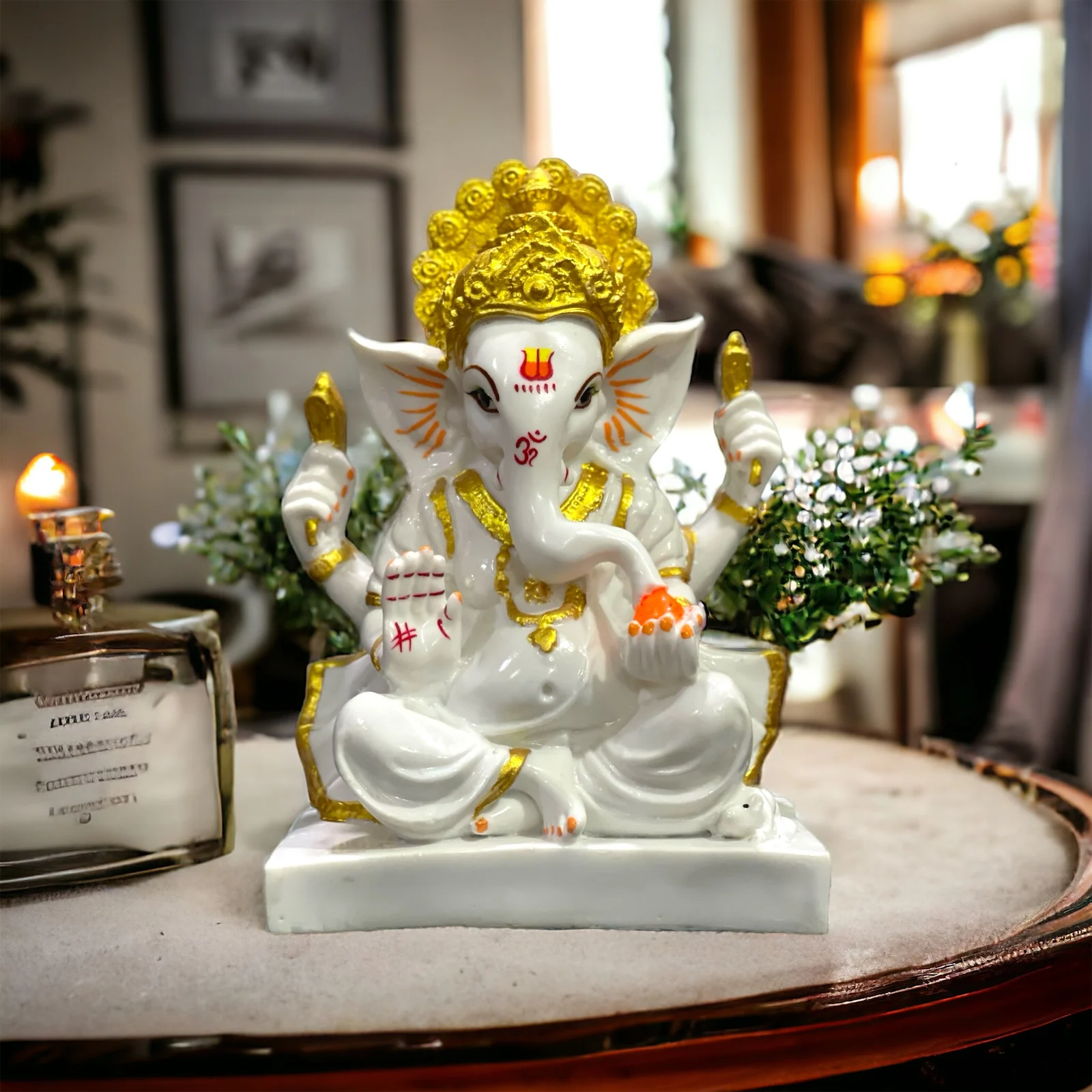 Top Selling New Design Mukut Ganesha Marble Statue for Worship Use Available at Affordable Price from Indian Exporter