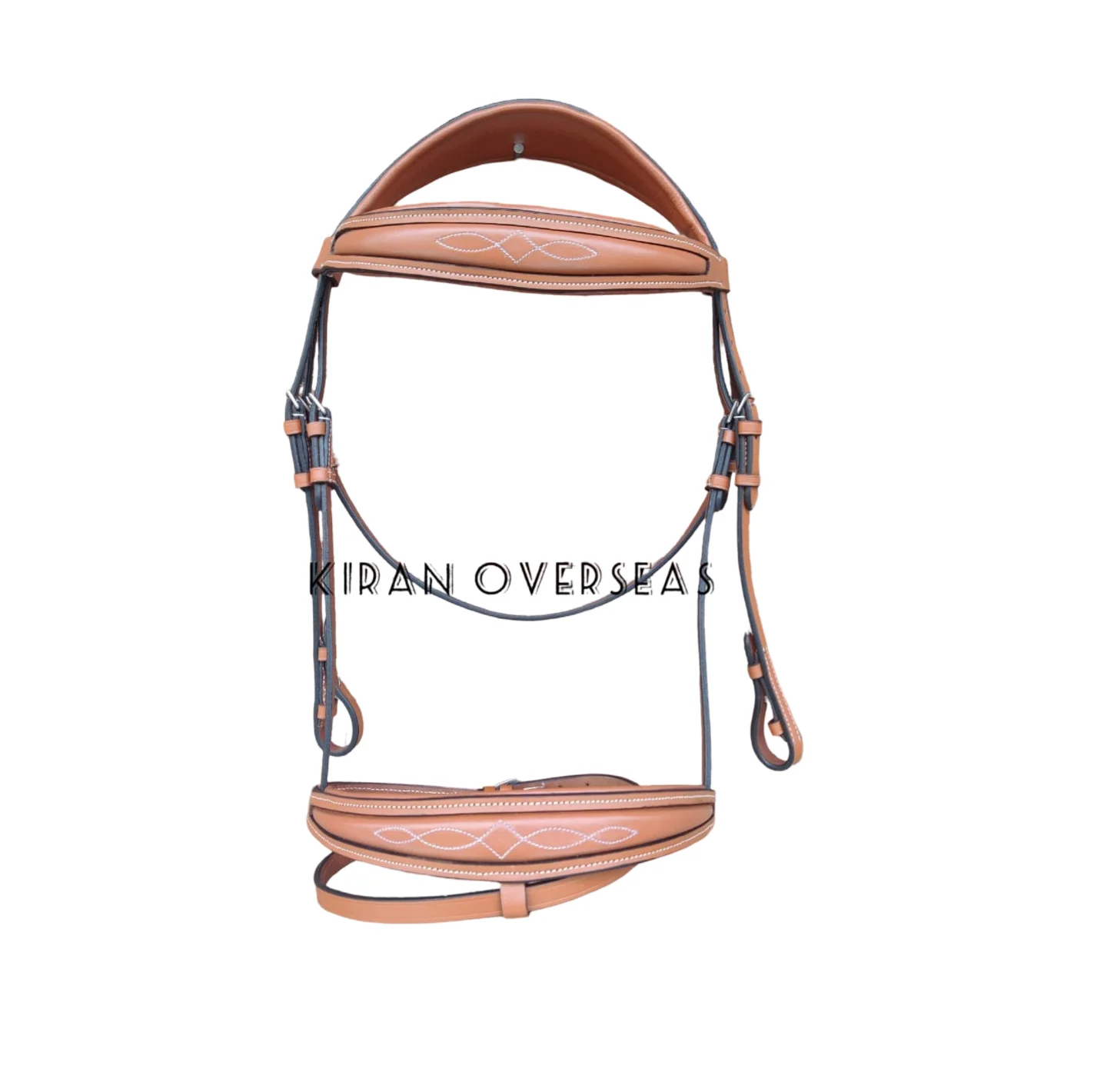 Hot Selling Soft Tan Leather Anatomic Design English Bridle Handmade SS / Brass Fitting Designer Brow Band with Padded Noseband