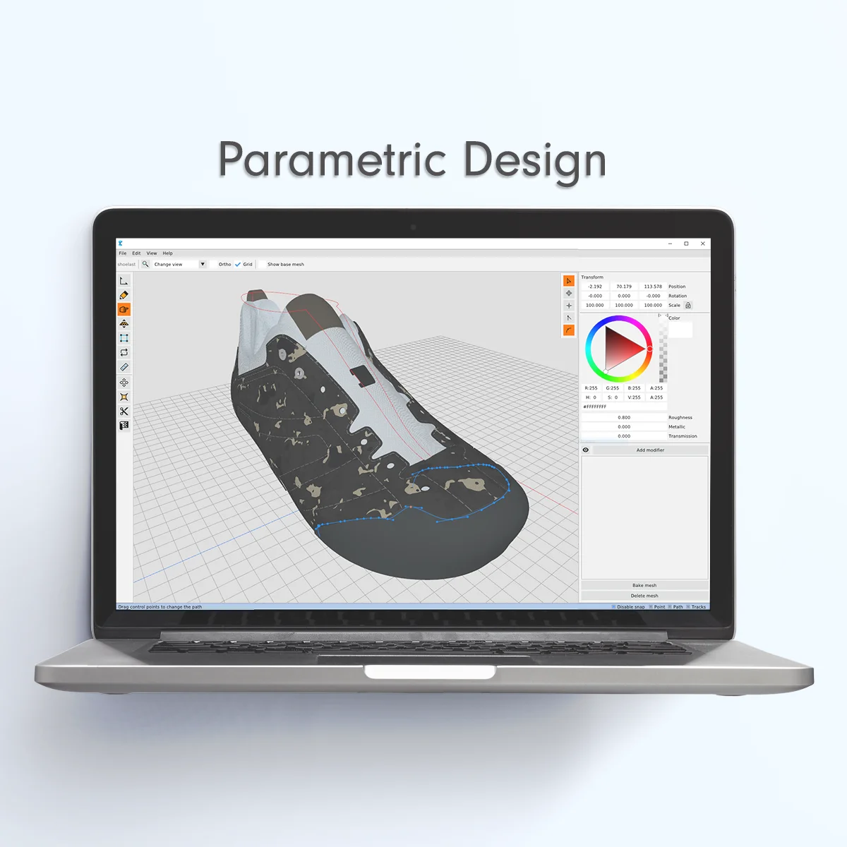 High end design software Botcha 3D for shoes industry custom label made in Italy