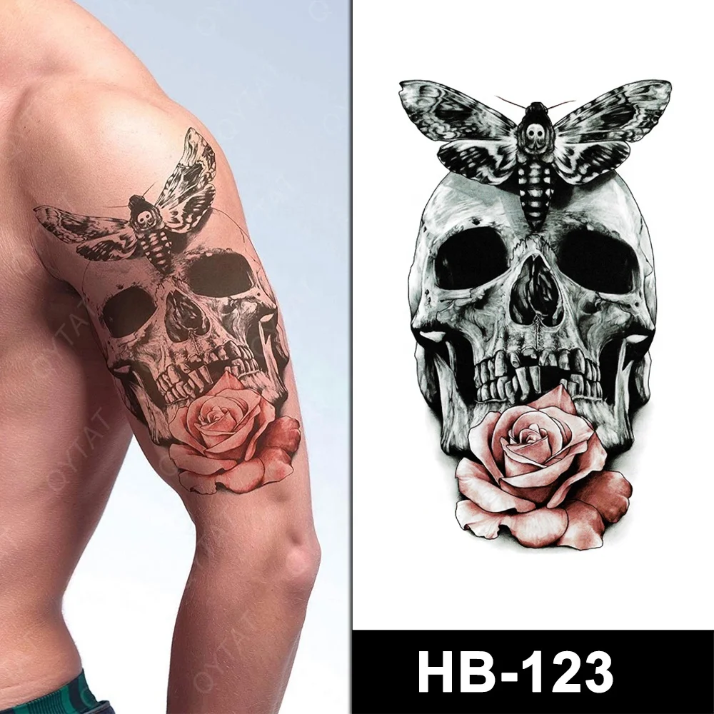 Waterproof Body Fashion Adults Temporary Tribal Skull Tatoo