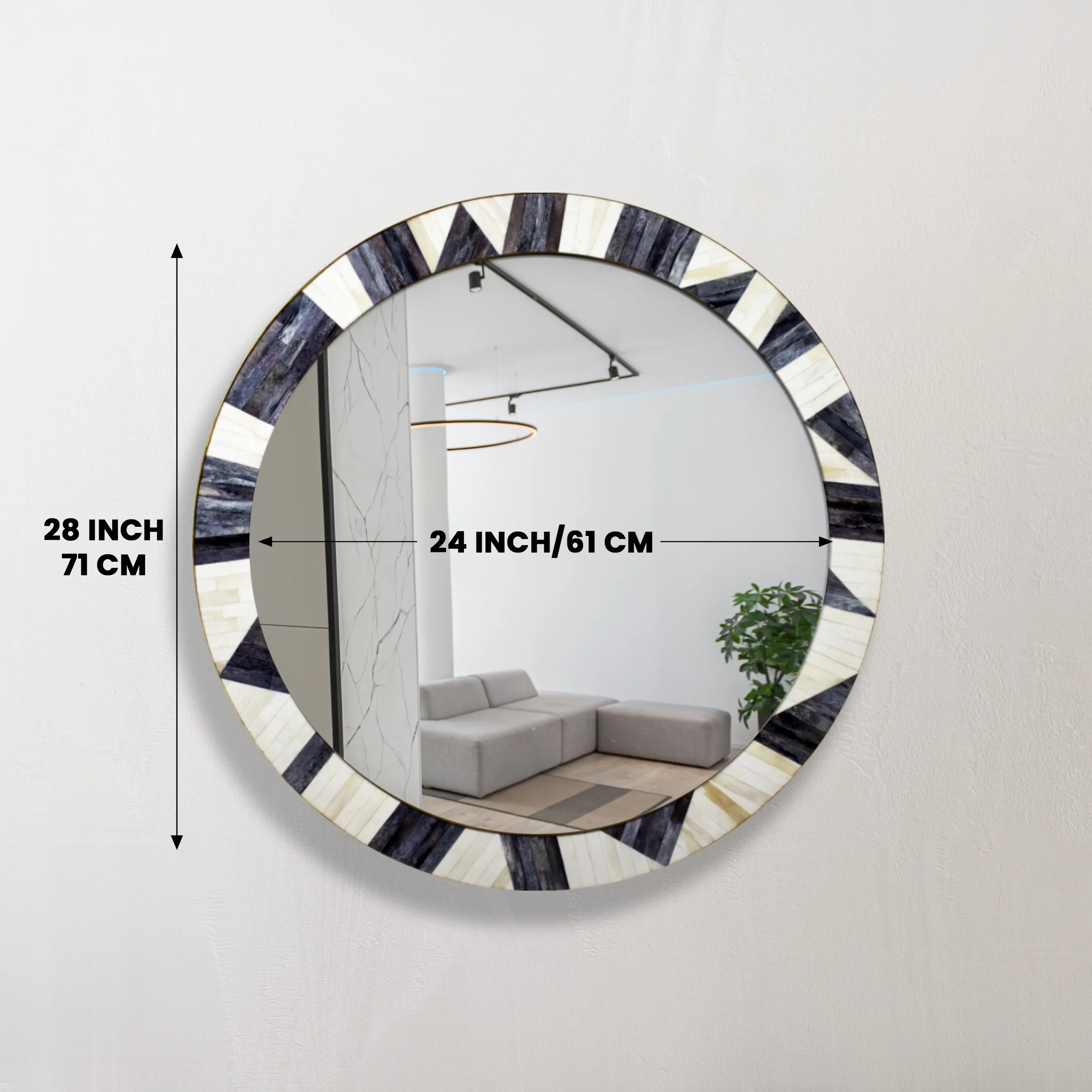 Wholesale Top Quality Wall Decorative Bone inlay  Mirror Frame Rounded Wooden Custom Design Wall Mirror Frame Luxurious Style