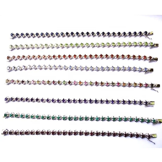 Light weight sparkling garnet peridot citrine amethyst blue topaz gemstone silver bracelets wholesale price