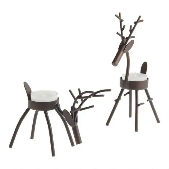 Reindeer Shape Wire Candle Holder Stand Factory Price Unique Christmas Decorative Ornament Shelf & Table Decor High Quality
