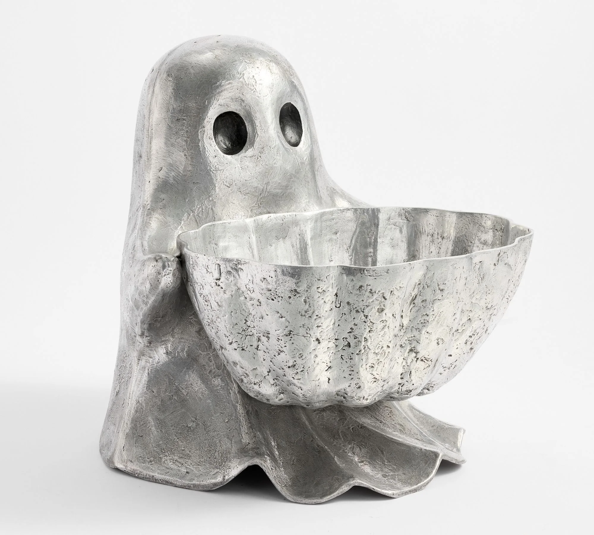 Hot Selling Aluminum Halloween Ghost Candy Bowl Wholesale Price High Quality Customize Design &Shape Silver Color For Home Decor