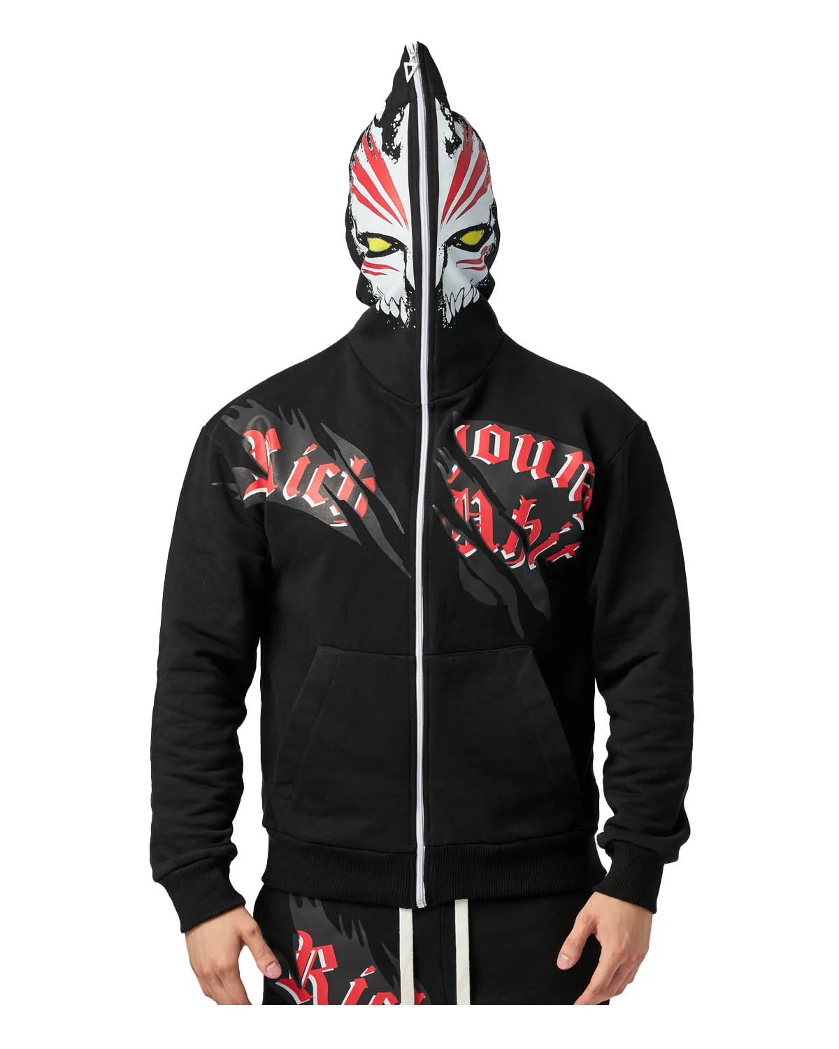 Хлопковая толстовка с капюшоном на молнии пышным принтом унисекс 2 шт.