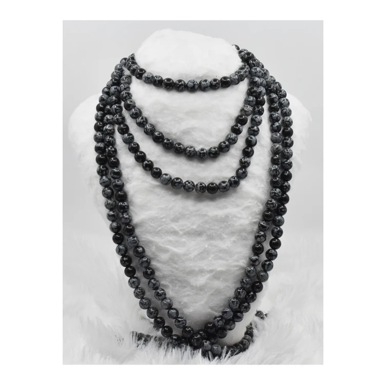 Snowflake Black Obsidian Gemstone 6mm Gemstone Beads Strands Natural Round Beads for Wholesale Purchase