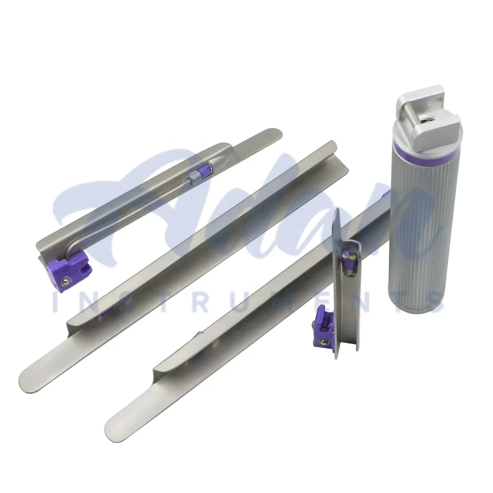 AI- OBS-06 Premium Quality UV LED Disposable Miller Conventional Laryngoscope Set Dual UV LEDs with Aluminum Handle