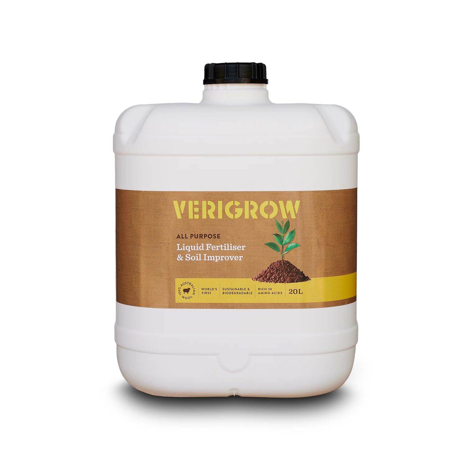 Verigrow patented all-purpose soluble liquid fertilizer and soil improver from Australian low grade wool 20L