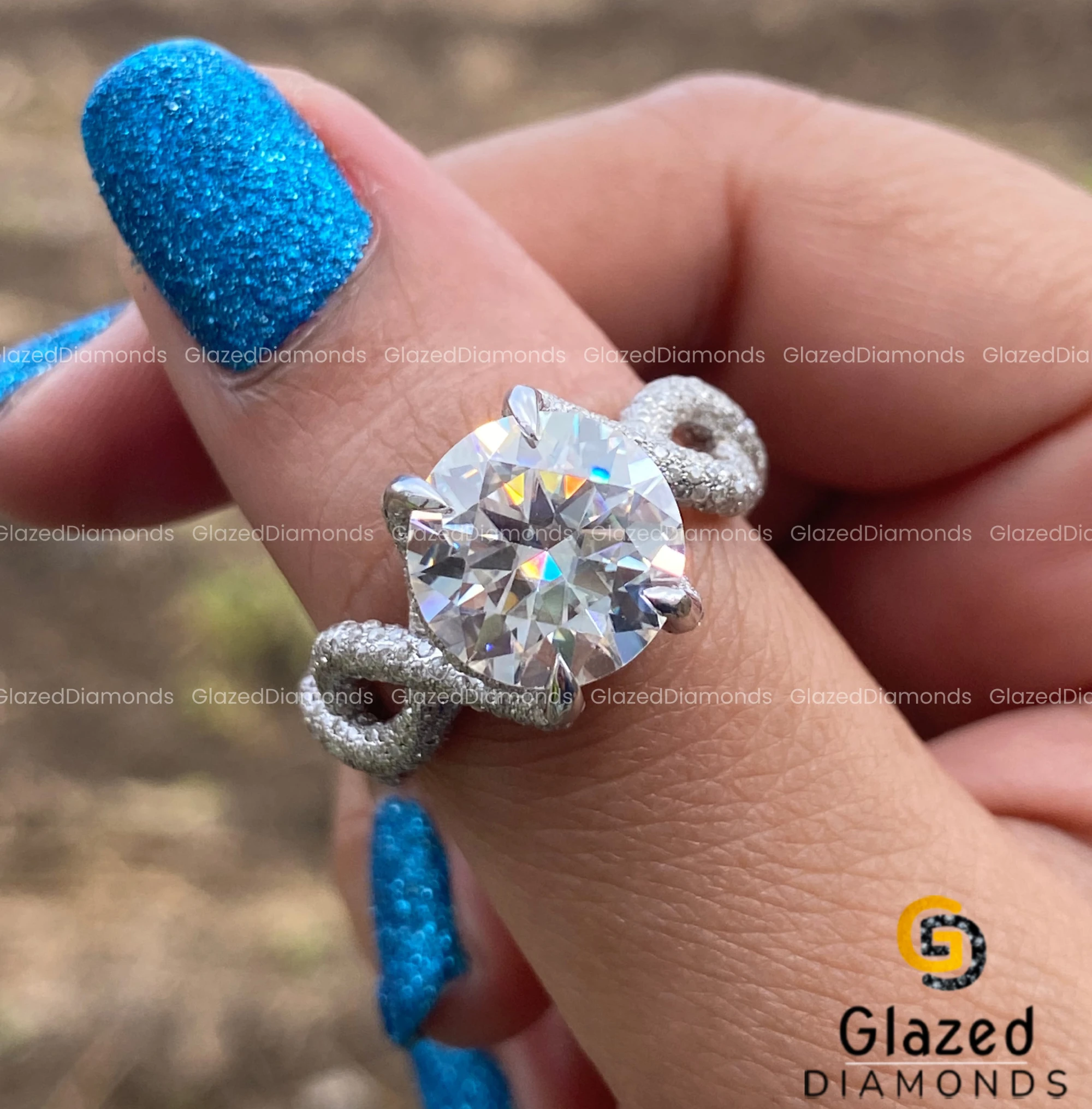 Exclusive Fully Iced Out Round Brilliant Cut Moissanite Hip Hop Ring In 925 Sterling Silver For Unisex In VVS Clarity