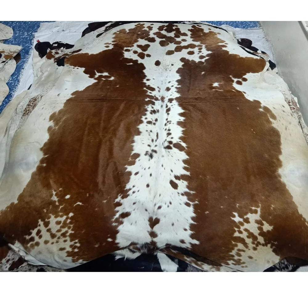 Natural Cowhide Rugs 100% Cowhide Leather Rugs Tricolor Cow Hide Skin Carpet Area 15-35 SQFT Natural Cow Hide Skin Rugs