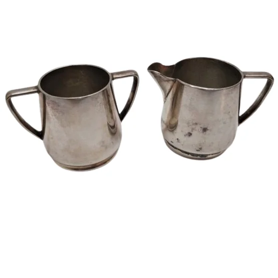 Set of Two Tea Sugar and Milk Creamer Pot Customized Design Glossy Polished Coffee Shop Restaurant Use