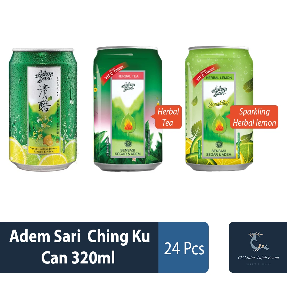 Adem Sari  Ching Ku Can 320ml Herbal Tea Variant Sparkling Soda Tea Taste Chrysanthemum Extract Can Packaging Carbonated Drinks