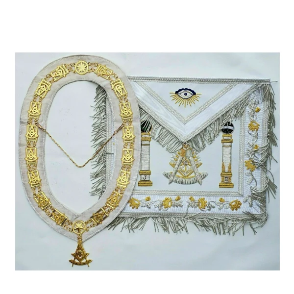 Master Mason Apron Navy Blue Gold Embroidery Standard Masonic regalia Master Mason Hand Embroidered