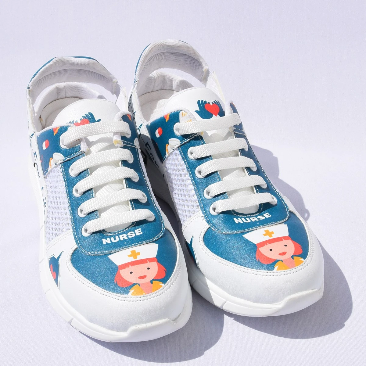 Sneakers High Quality Shoes Blue Nurse Patterned Mesh Orthopedic Sport Sandals Sports Doctor Sneaker Shoes for Medical Use Mesh