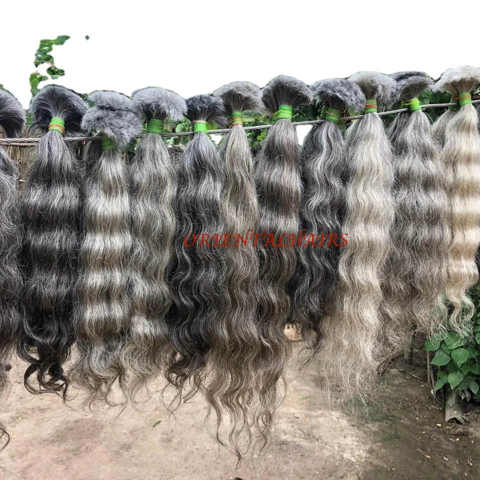 New Cuticle Aligned Unprocessed Indian Grey Bulk Human Hair Extensions !!!!!!