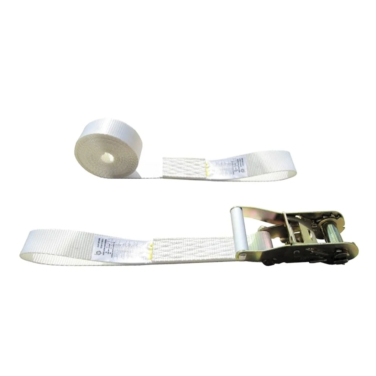 White 38mm Ratchet Straps Tie Downs Polyester Belt Without Hooks Featuring Enhanced Strength for Reliable Cargo Restraint