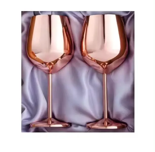 Best Seller Copper Plated Drink Ware Goblet Stainless Steel Cocktail Glass Wine Glass Metal Champagne Flute Bar Ware