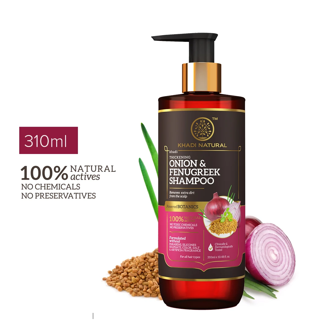 KHADI NATURAL Onion & Fenugreek SHAMPOO (Sulphate free )- POWERED BOTANICS