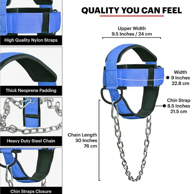 New Whole sale High Quality Weight Lifting Neck Training Head Harness Exercise With Chain Belt Fitness Equipment Head Strap